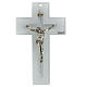 Croce bianca glitter argento vetro Murano 16x10 cm s1