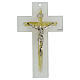 Doppelglas Kruzifix mit goldenem Glitzer Christus aus Metall 20x12 cm s1