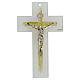 Cross with golden glitter, double glass and metallic body of Christ, 8x5 in s1