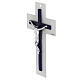 Croix double verre blanc bleu Christ stylisé argent 20x12 cm s2