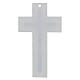 Cruz dupla vidro branco azul Cristo estilizado prata 20x12 cm s3