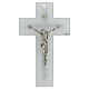 Double white crucifix, silver glitter, 10x6 in s1