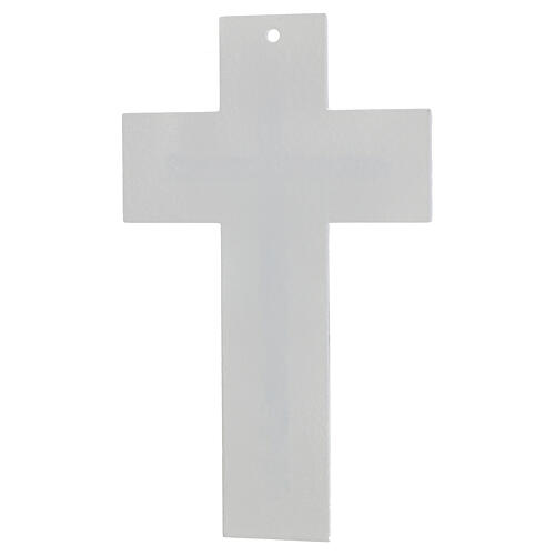 Crucifijo blanco doble purpurina plata 25x15 cm 3