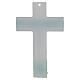 White and green cross of Murano glass, 6x4 in, silvery body of Christ s3