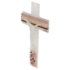 Pink and white cross, Murano glass and resin, 6 in