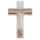 Croce rosa prugna vetro Murano corpo resina 16 cm s1