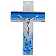 Croce linee blu vetro Murano stile moderno 20x15 cm s1