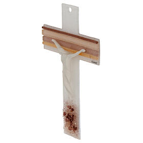 Murano glass cross, pink and white, resin body of Christ, 8x5 in