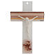 Murano glass cross, pink and white, resin body of Christ, 8x5 in s1