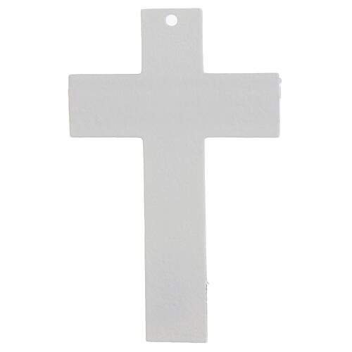 White pink Murano glass cross with resin body 21x14 cm 3