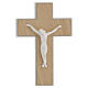 Light wood cross with modern white resin body of Christ, 10 in s1