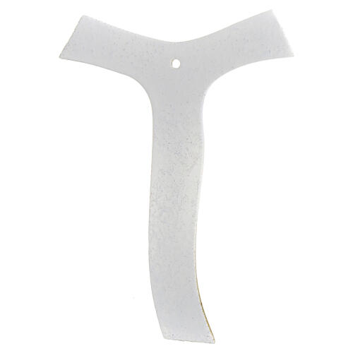 Kruzifix in Tauform aus Glas mit Korpus Christi goldfarben und Glitter 16 × 10 cm 3