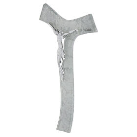 Wall tau cross with silver glitter, glass, 6x5 in