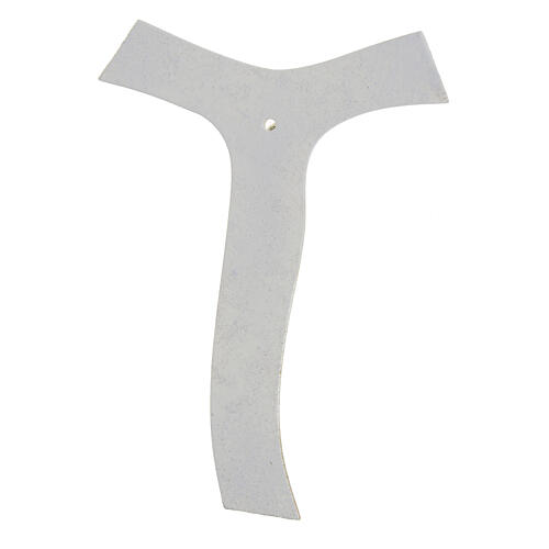 Kruzifix in Tauform aus Murano-Glas mit Korpus Christi goldfarben und Glitter 21 × 15 cm 3