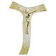Tau cross with golden Christ, white glittery glass, 10x7 in s1