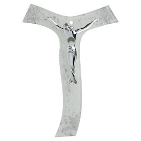 Croce Tau corpo Cristo argentato glitter 26x18 cm