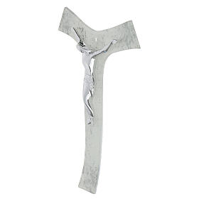 Croce Tau corpo Cristo argentato glitter 26x18 cm