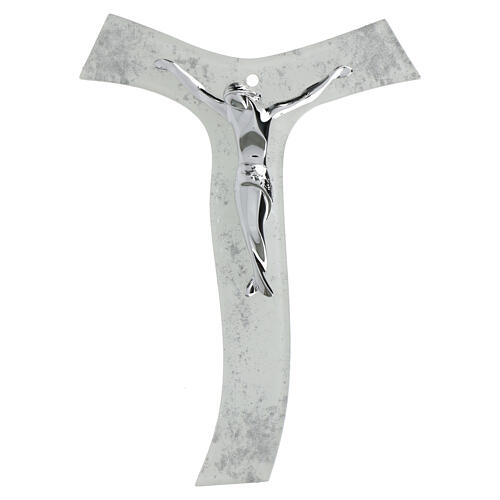 Croce Tau corpo Cristo argentato glitter 26x18 cm 1