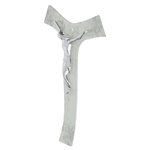 Croce Tau corpo Cristo argentato glitter 26x18 cm 2