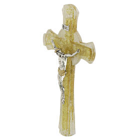 Murano glass cross with golden glitter and central circle, 6x4 in