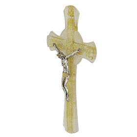 White Murano glass cross with golden glitter, 8x5 in