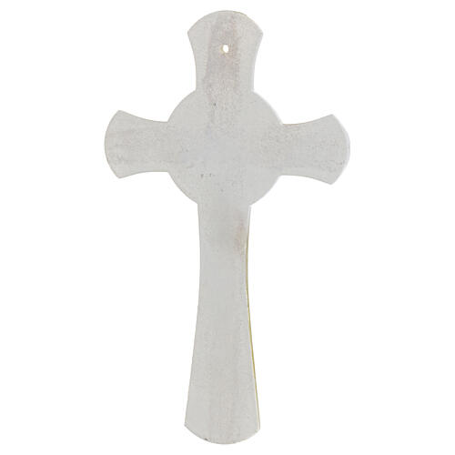 Croce vetro bianco glitter dorati vetro Murano 20x12 cm 3
