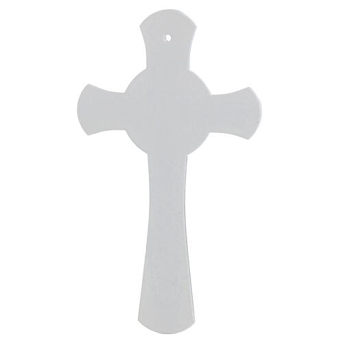 White and silver cross with central cicrcle, Murano glass and metal, 8x5 in 3