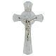 White and silver cross with central cicrcle, Murano glass and metal, 8x5 in s1