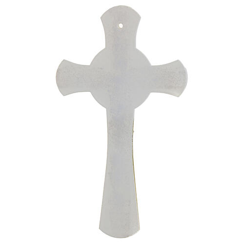 Kruzifix aus Murano-Glas mit goldfarbenem Glitter und zentralem Kreis 26 × 15 cm 3