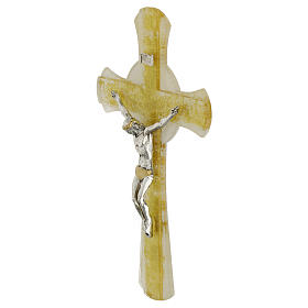 Glass cross with circle, golden glitter, 10x6 in