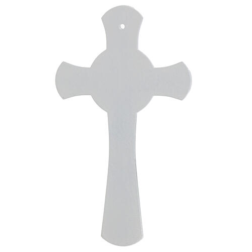 Wall crucifix with silver glitter, metal and Murano glass, 10x6 in 3