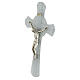 Wall crucifix with silver glitter, metal and Murano glass, 10x6 in s2