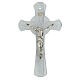 Crucifijo pared purpurina plateada Cuerpo Cristo metal vidrio Murano 25x15 cm s1