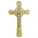 Cross with circle, golden glitter on Murano glass, metallic Christ, 13x8 in s1