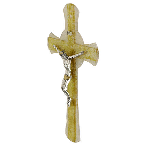 Cruz círculo purpurina dorada Cristo metal vidrio Murano 34x20 cm 2