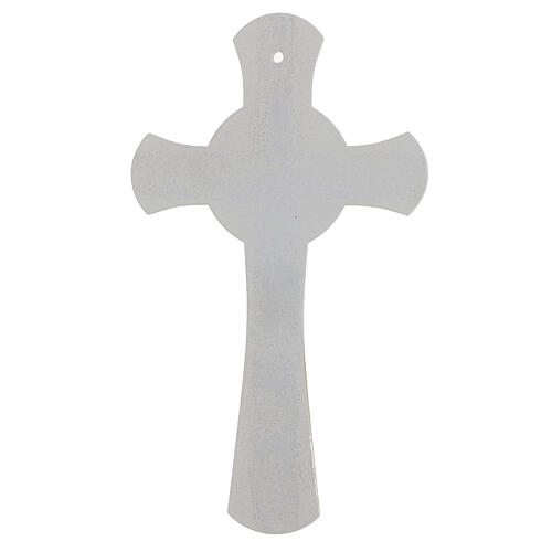 Cruz círculo purpurina dorada Cristo metal vidrio Murano 34x20 cm 3