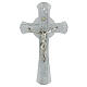 Glass cross with silver glitter and circle, silvery Christ, 13x8 in s1