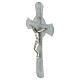 Croce vetro glitter argento cerchio Cristo argentato 34x20 cm s2