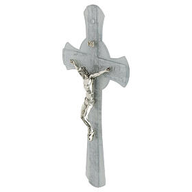 Cruz vidro purpurina prateada círculo Cristo prata 34x20 cm