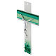 Glass cross with green shades, stylised silver body, 8x5 in s2