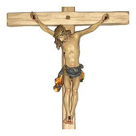 Walder crucifix, blue carved wood of Val Gardena