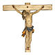 Crocifisso Walder legno Valgardena blu scolpito s2