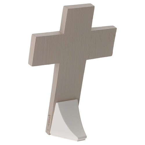 Resin table cross with geometric dove-coloured pattern, 5x3.5 in 3