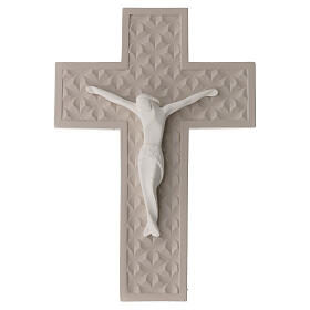 Croce resina decoro geometrico tortora da tavolo 13x9 cm