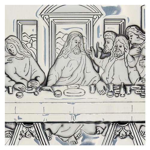 Last Supper bas-relief in silver bilaminate Murano glass 30x55 cm 2