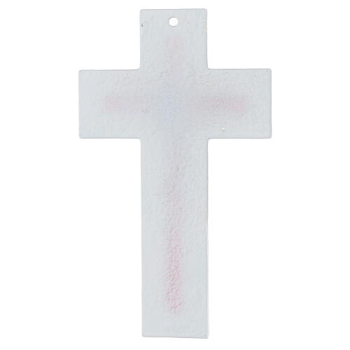 White and red glass cross with modern body of Christ, 8x5 in 4