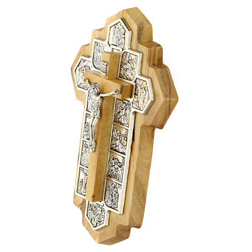 Croce 14 stazioni Via Crucis legno ulivo Betlemme 14x10 cm 3