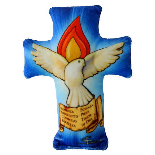 Croce in tessuto Cresima sette doni 14x10 cm 1