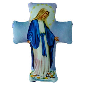 Coussin croix Vierge Miraculeuse 14x10 cm