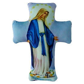 Madonna miracolosa cuscino forma croce 14x10 cm